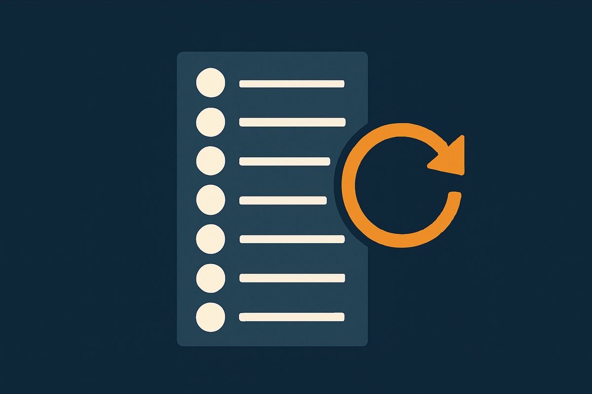 A register of entries with a refresh arrow cycling beside it, representing a daily updated list