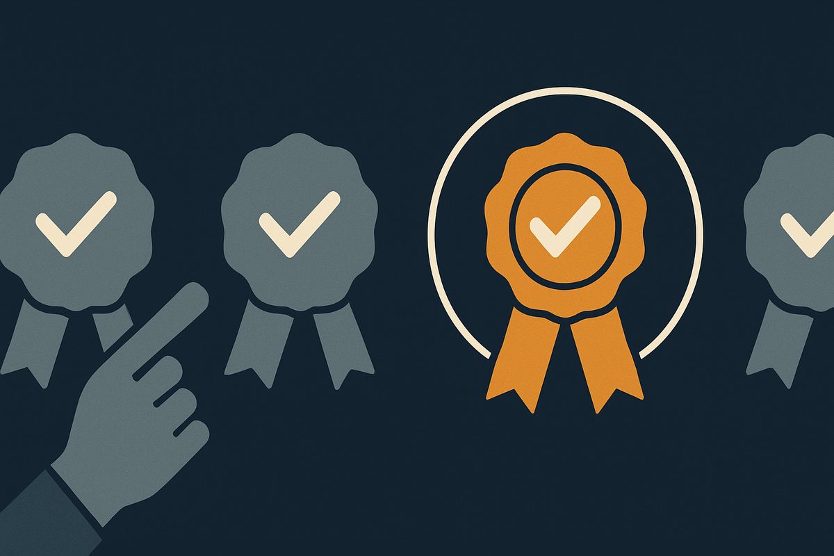 Certified badges being compared with one selected