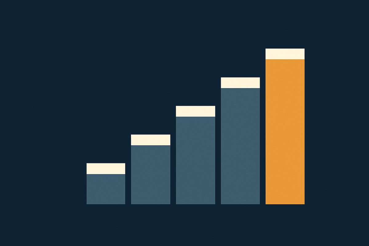 An ascending series of bands of increasing height, representing progressive income tax slabs