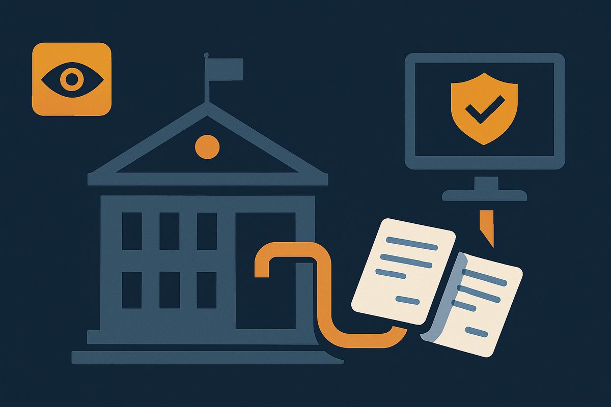 A provincial government building receiving invoices through a monitored digital channel
